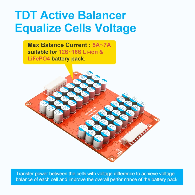 Condensador BMS 12s 13s 14s de placa de equilibrador activo de ecualizador TDT 15s 16s 5A equilibrio Li-ion LiFePO4 LTO Balancer batería de litio