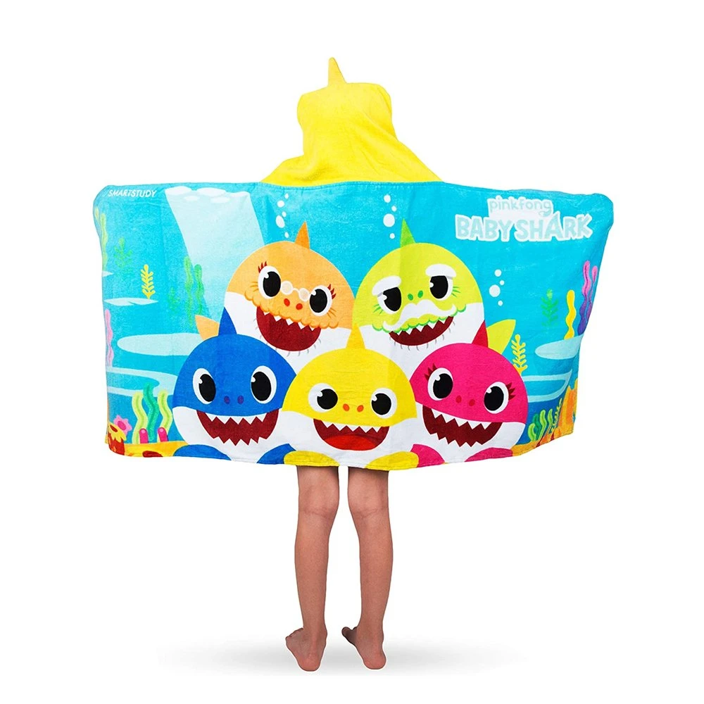 Toalha de embrulho com capuz super macia, o tubarão foi concebido para criança Toalha de praia toalha de banho de piscina