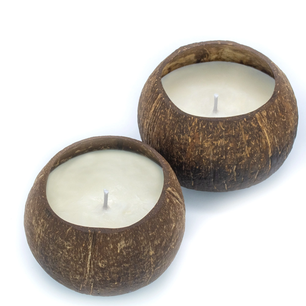 Atacado Custom Coconut Shell Bowl Soy Wax velas perfumadas