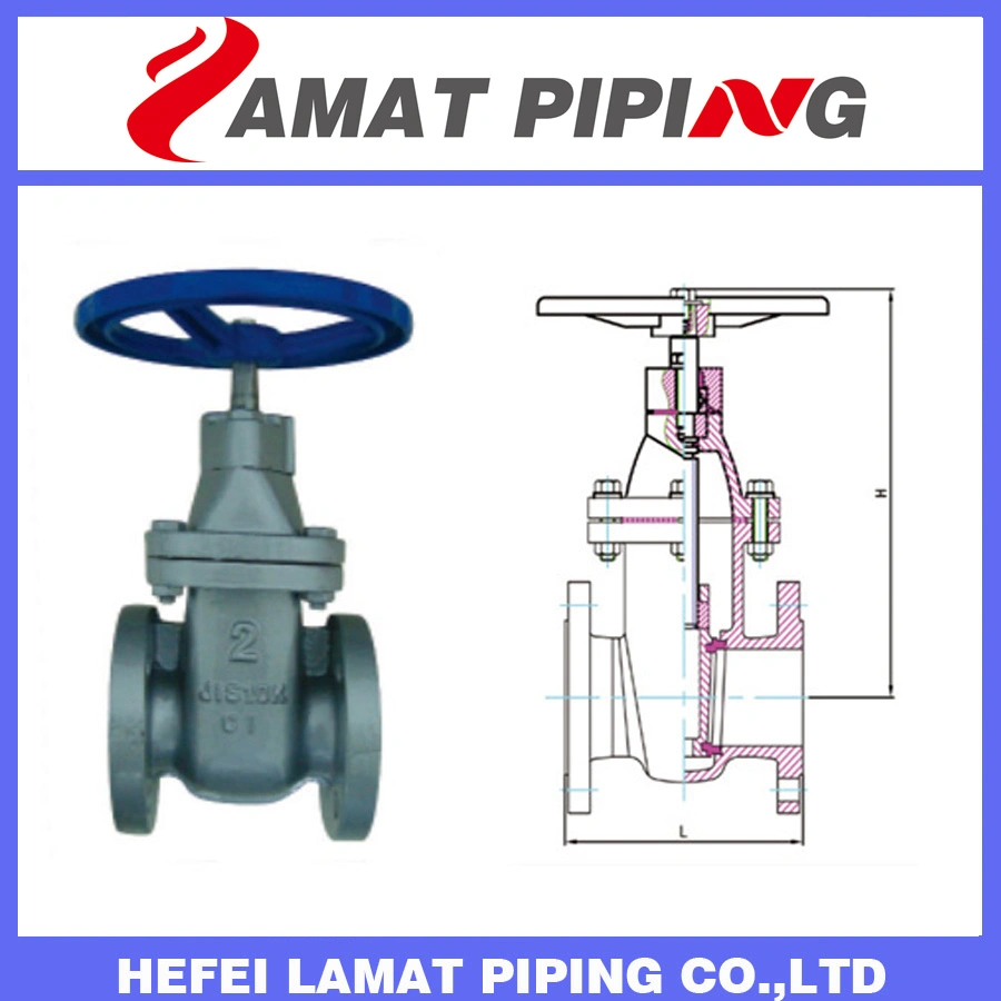 JIS 10K Cast Iron Flanged Non-Rising-Stem Metal Seated Gate Valve