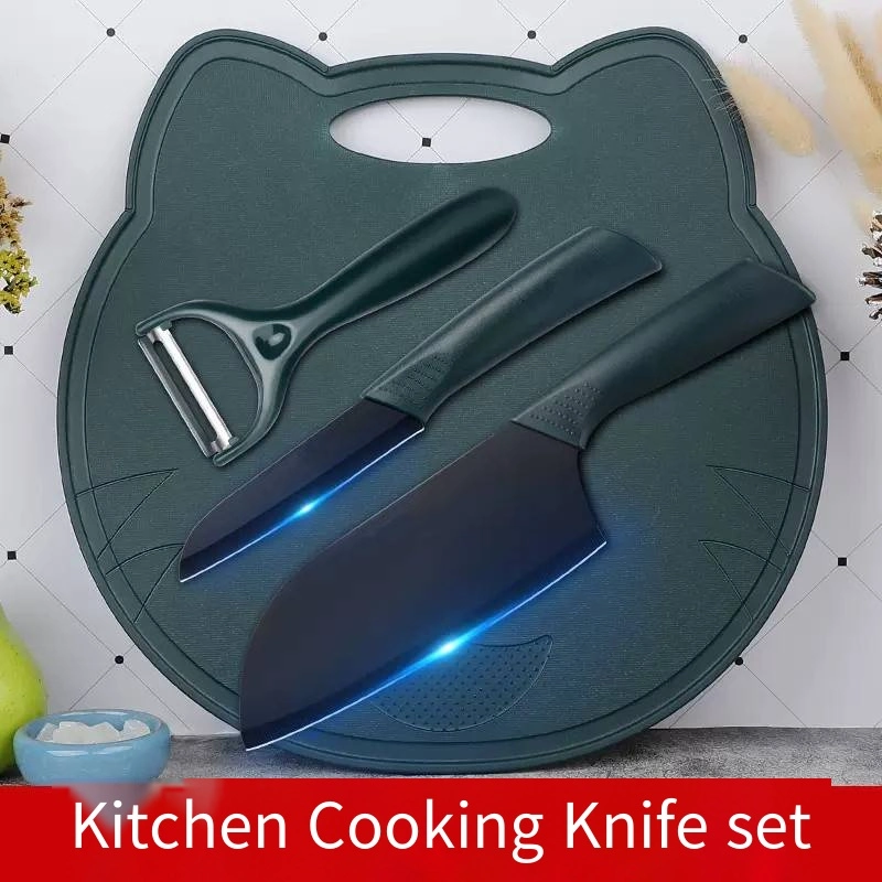 Factory Wholesale/Supplier Cutlery Kitchen Supplies Set Kitchen Knife Chopping Board Silicone Cutter Set