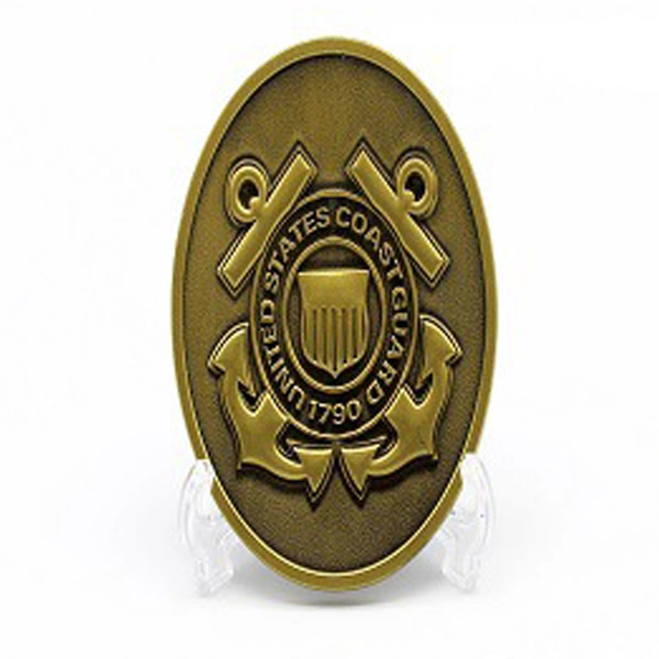 Fábrica de hecho a medida Antique latón chapado de aleación de metal Insignia Fabricante Emblema de policía personalizado Bespoke Oval Challenge Coin Premio Militar Distintivo