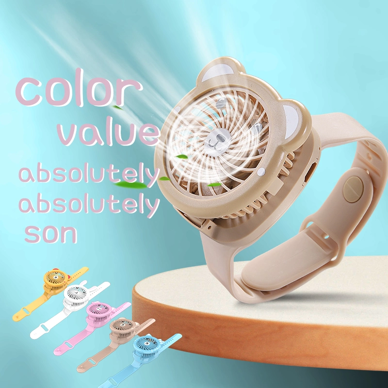 Mini Watch Fan niños portátil silencioso Ventilador eléctrico Reloj USB Carga de Verano radiador de múltiples colores Ventilador de viaje exterior Aire refrigerador