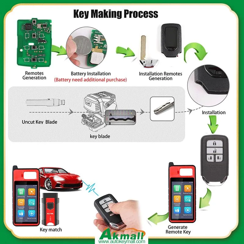 Autel Maxilm Premium Style Ikeyhd004bl Universal Smart Remote Car Key 4 Buttons for Honda