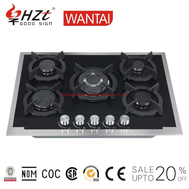 Trending 90cm Professional Table Top Black Glass Gas Stove