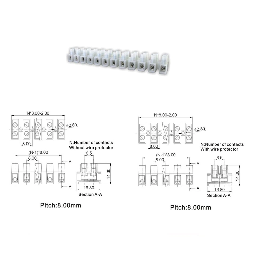 Feed Through Terminal Blocks 8h PCB