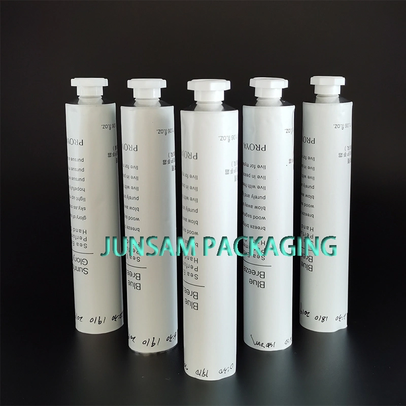 Stock 100ml 3oz Aluminum Plain Cosmetic Open Tip Aluminum Collapsible Tube with White Octagonal Lid