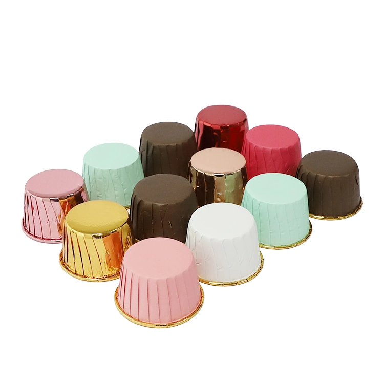 Forros para Cupcake metálicos Copos para bolos em alumínio descartáveis para o Cupcake Wrapperspposibular