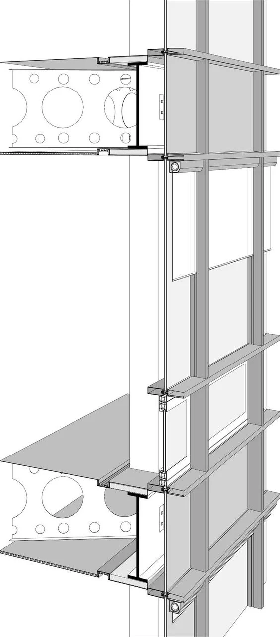 Semi-Exponierte Rahmen Spider Glas Verglasung Außengebäude Vorhang Wand