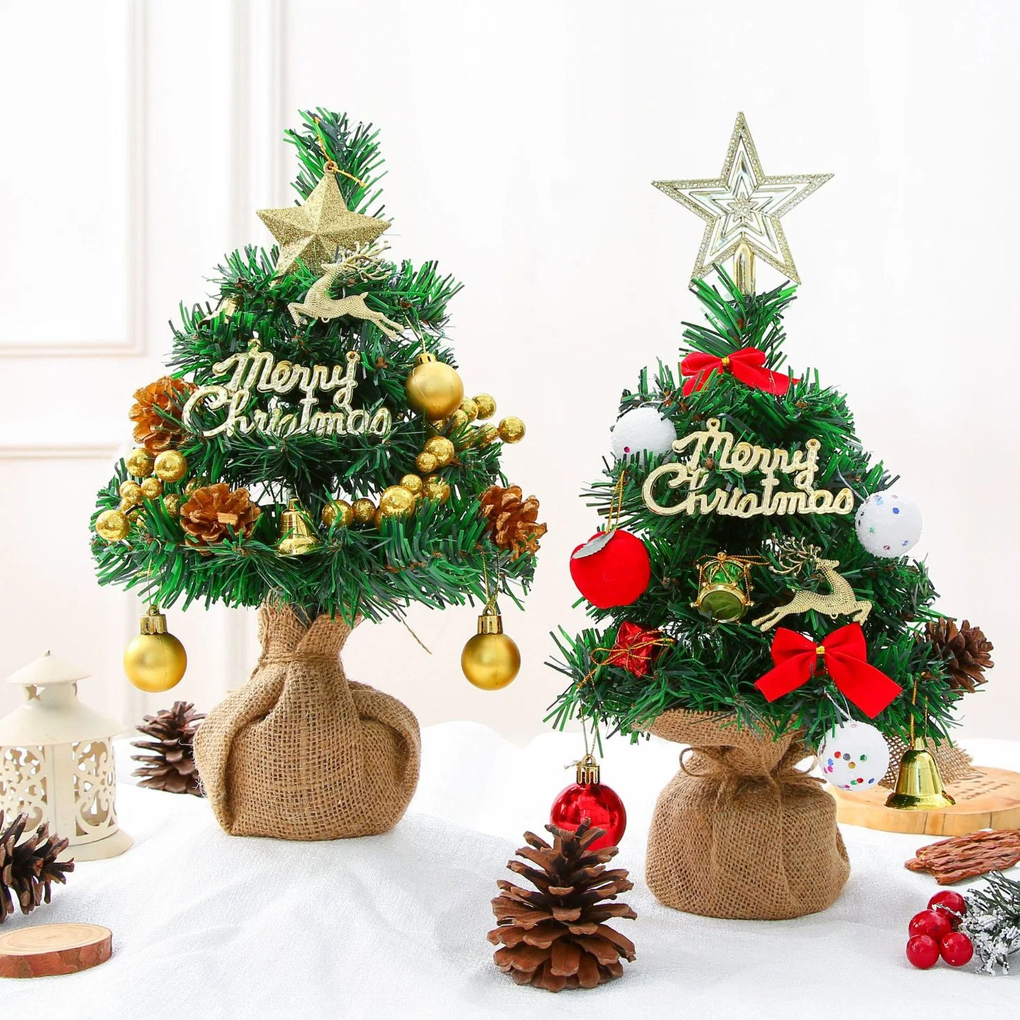 Wood Base Mini Desktop Weihnachtsbaum Paket