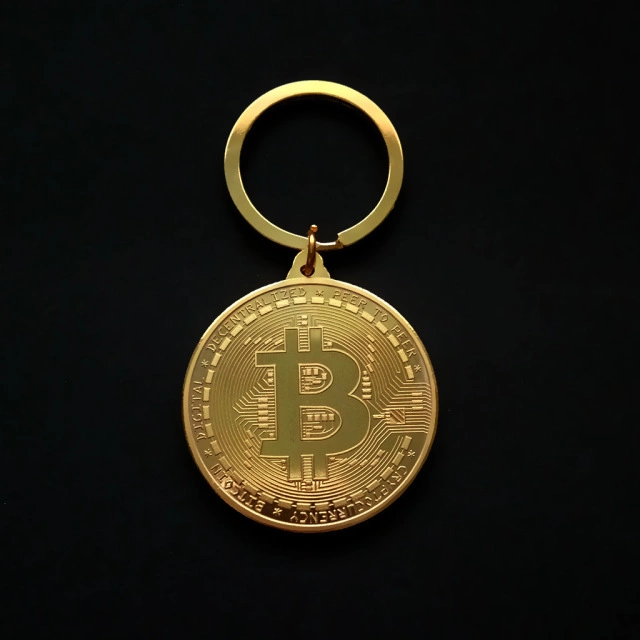 Bulk Custom Logo Metal Gold Silver Brass Souvenir Copy Bitcoin Keychain