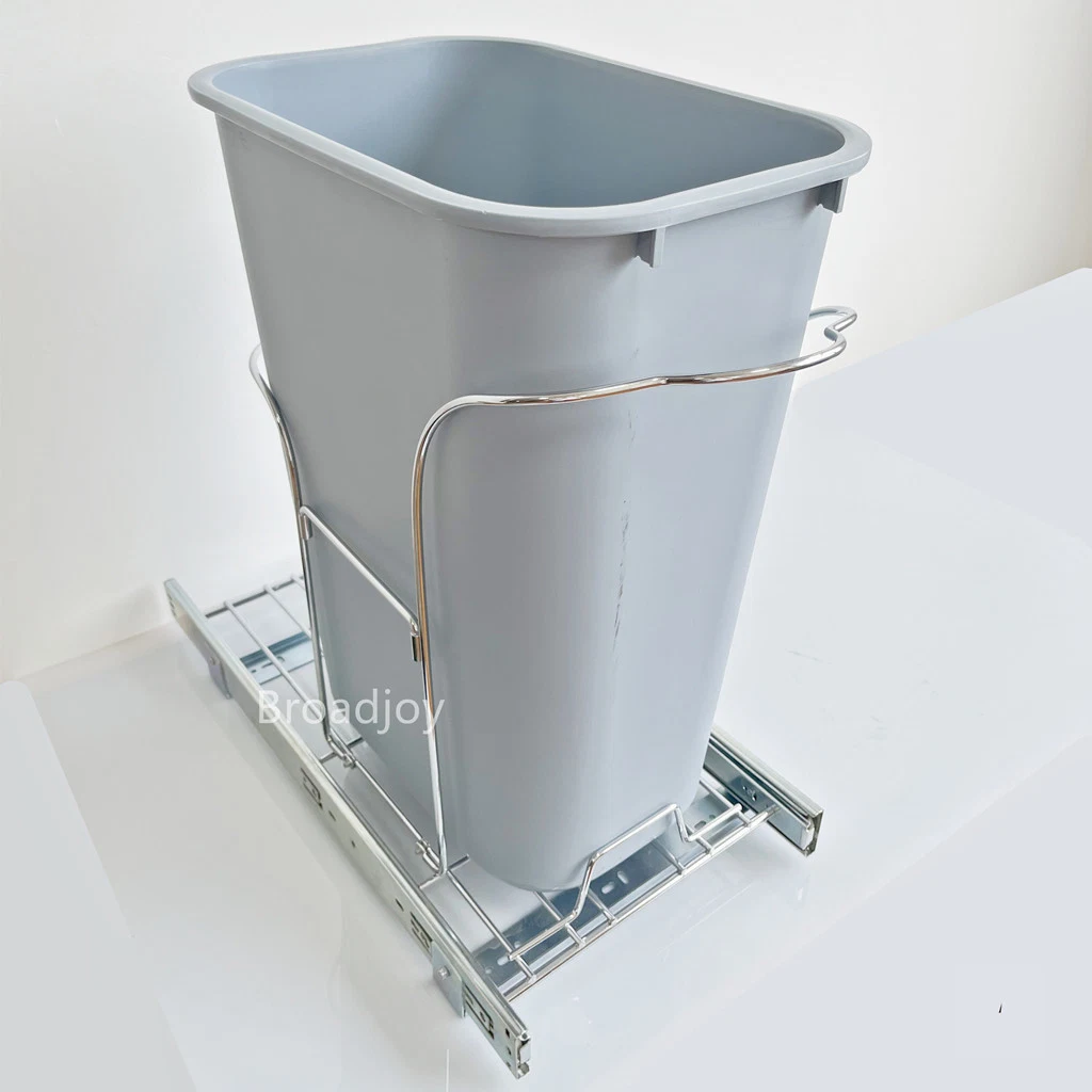 Cabinet Plastic Waste Bin Embedded Kitchen Storage Trash Can Useful Pull out Dusty Bin