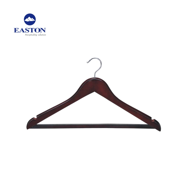 Hotel Natural Wood Male Hanger with Anti-Slip Rubber Ring