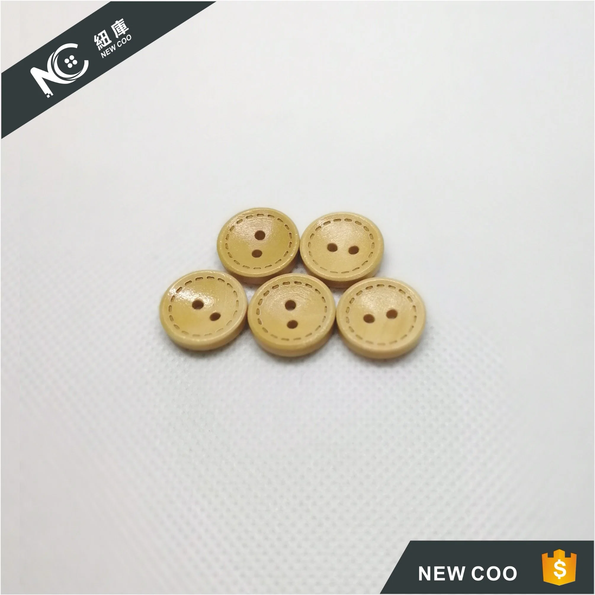 Two Holes Burlywood Natural Wood Fancy Shirt Button