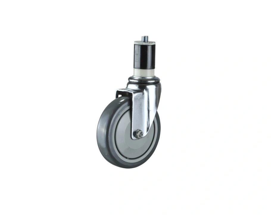 Good Quality Castor Factory Sales 125mm Swivel Expanding Adapter Stem Castors with Thermoplastic Rubber Wheels