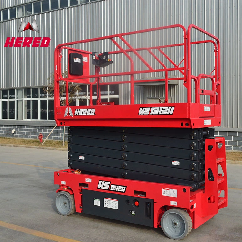 Hered Hydraulic Mobile Scissor Lift Platform Battery Electric Power Man Lift Aerial Work Platform Equipment Factory Price