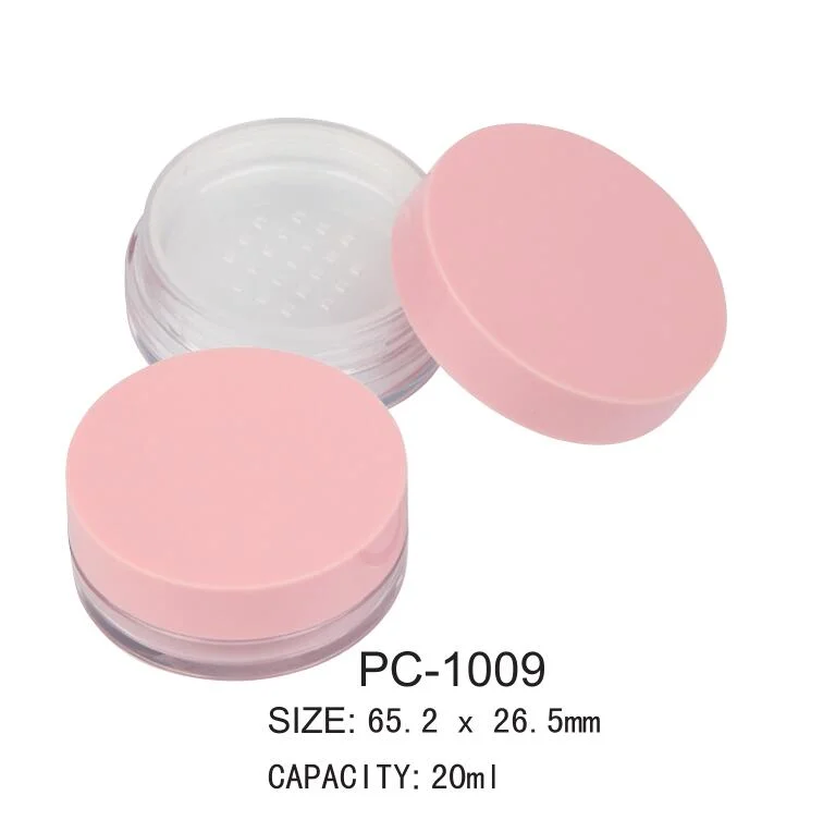 Plástico redondo de 20ml polvo suelto cosméticos Jar/Case