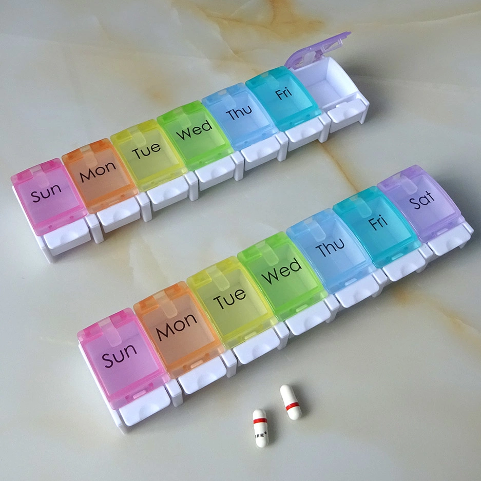 Cute 7 Day Pill Case with Unique Spring Assisted Open Design Weekly Pill Organizer for Travel Storage 7 Day Pill Box