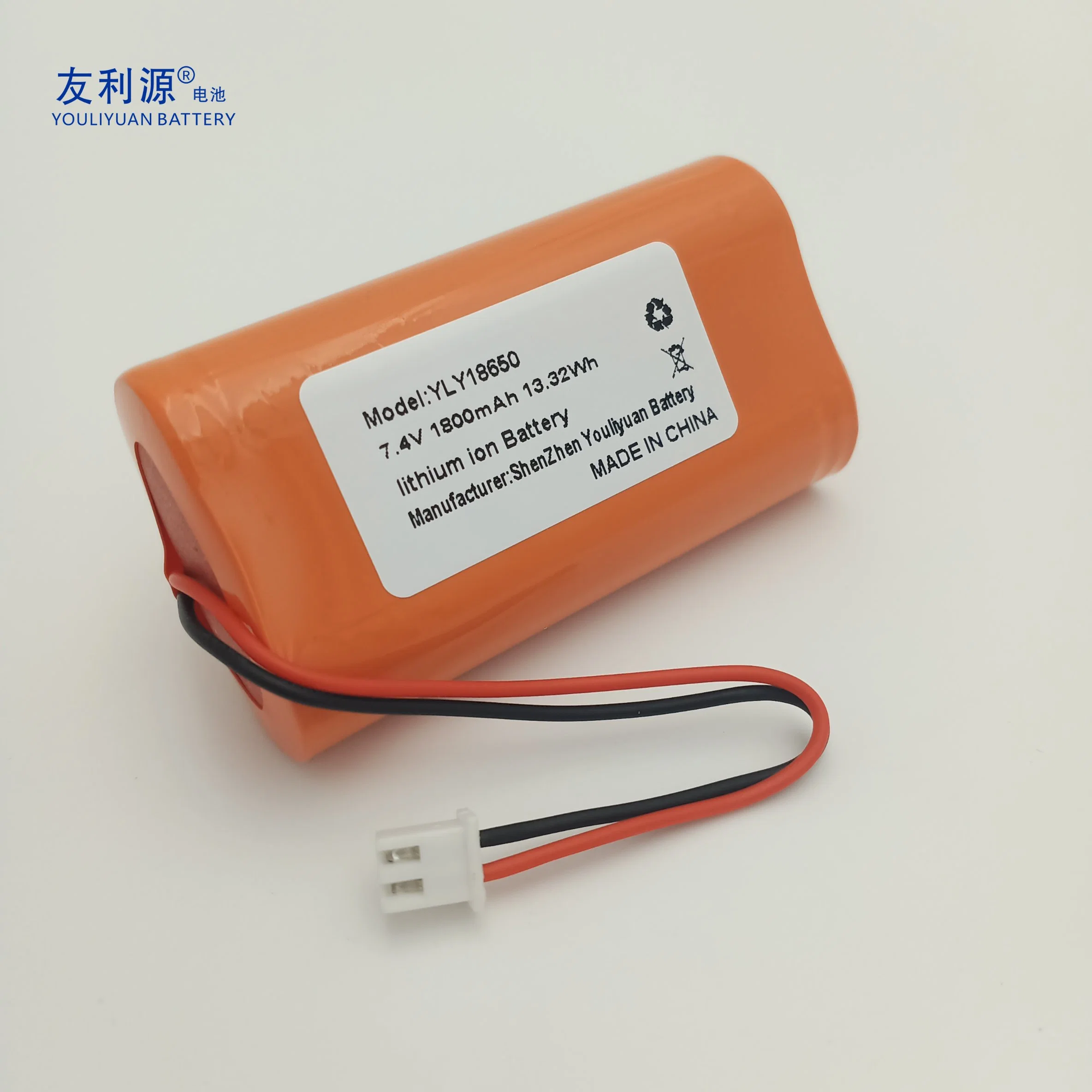 18650 Cell 2s1p 7.4V 1800mAh Rechargeable Lithium Battery for LED Light Head Lamp Walkie-Talkie