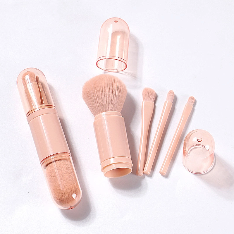 Telescopic 4 in 1 Travel Portable Makeup Brushes Set Eyeshadow Brush Lip Cosmetics for Face Makeup Brush Kit