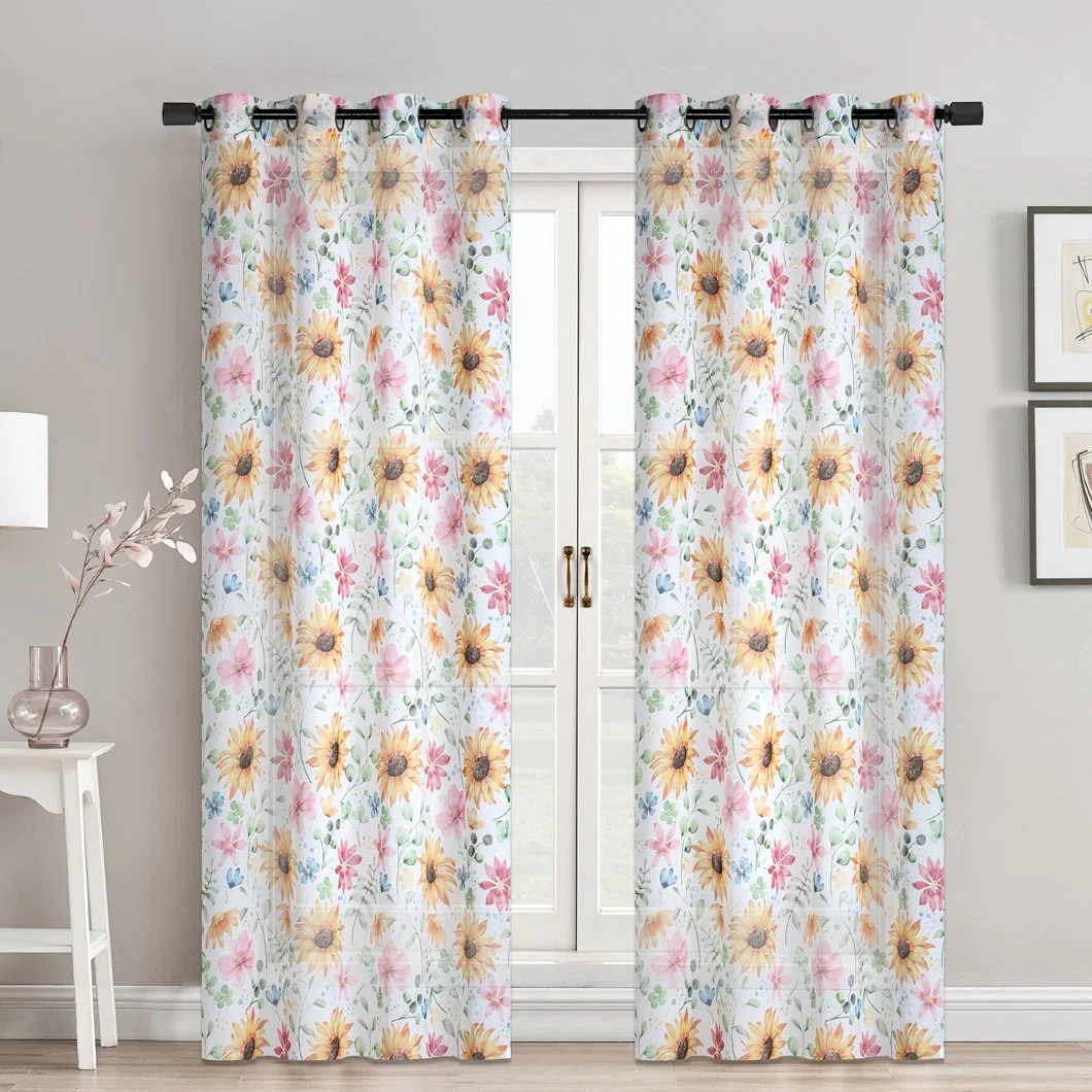 Wholesale Ready Made Drapes Curtain Office Tulle Window Curtains 100% Polyester Sheer Voile Curtains for The Living Room