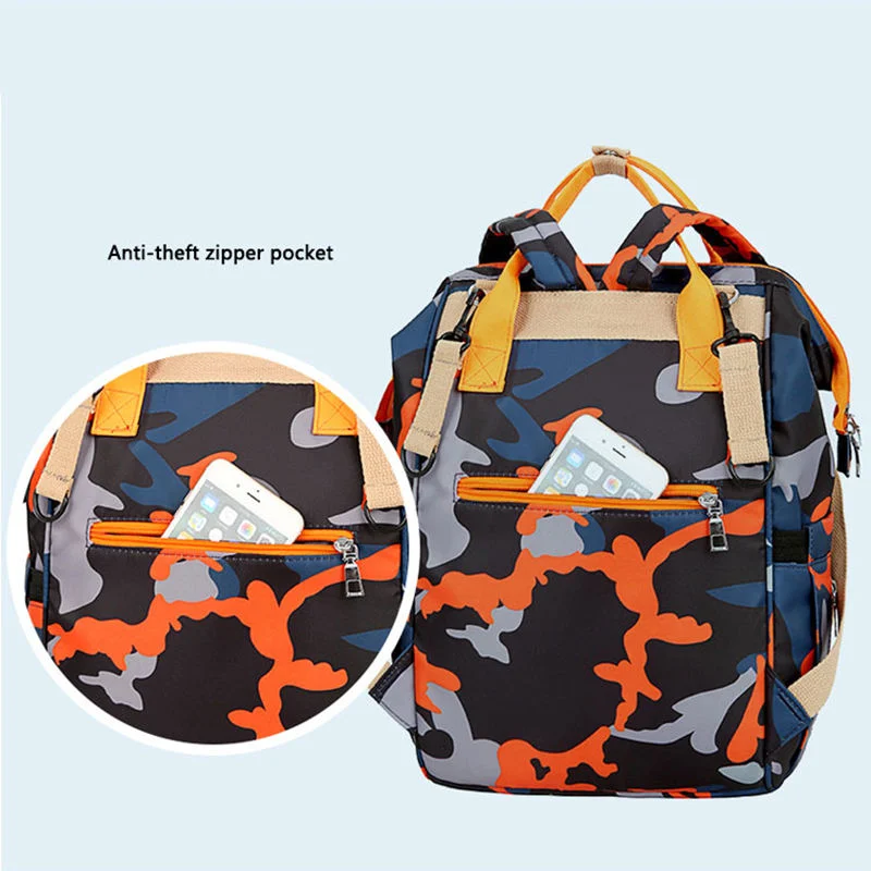 Custom All Over Printing Camouflage Oxford Baby portátil Diaper Bag