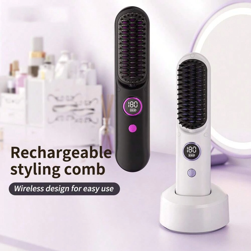 Nouveau produit 9 niveau contrôle de température négatif Ion cheveux électriques Lisseur à cheveux lissant peigne avec LED