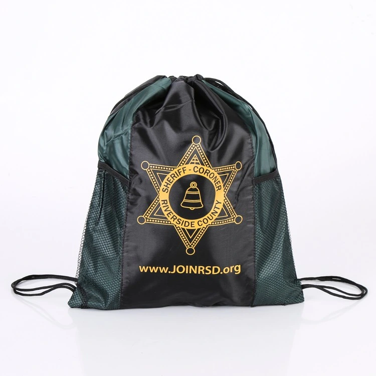 Waterproof Custom Promotional Sports Drawstring Shoe Backpack Bag with Mesh Pocket