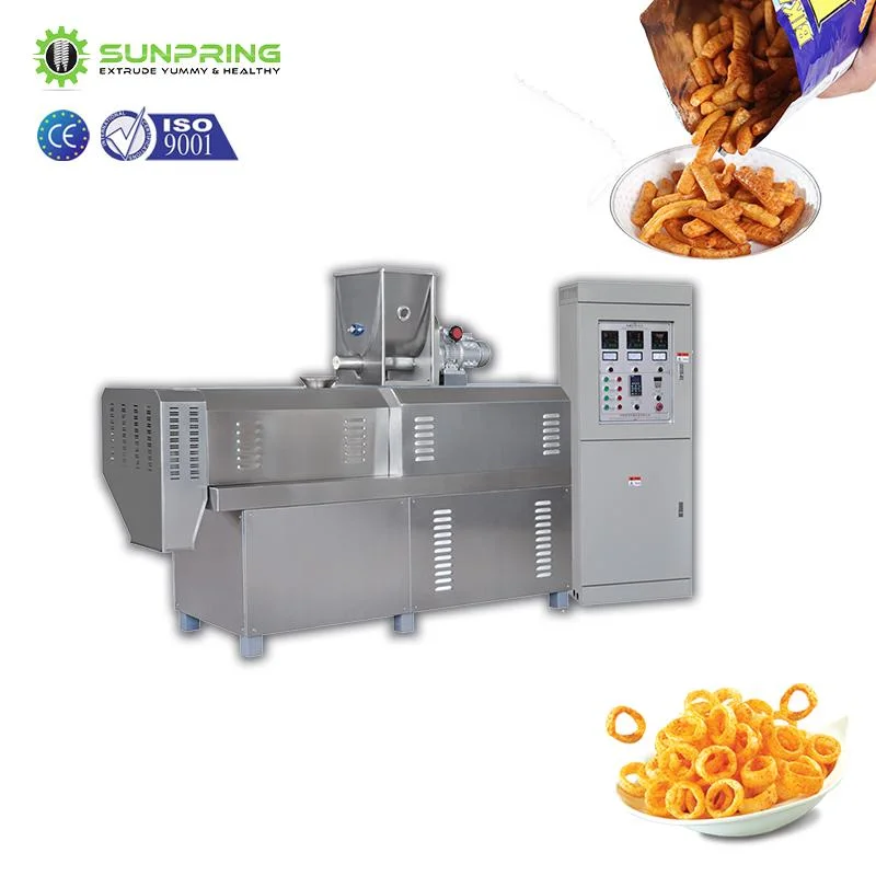 Greatly Admired Net Shape Extruded Snack Machine + Wheat Flour Screw Extruder for Puffed Snacks Food Snack-Extruder-Machine Production Line Punch Small Corn