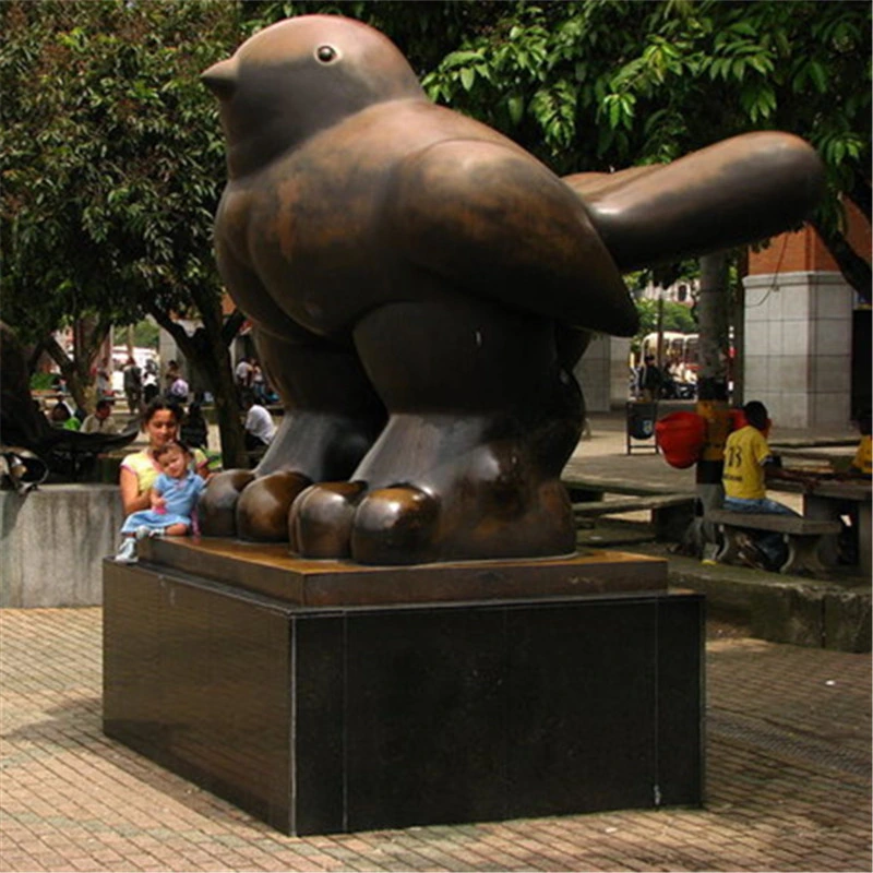 Outdoor Garden Casting Brass Black Fernando Botero Statue Bronze Fat Bird Sculpture