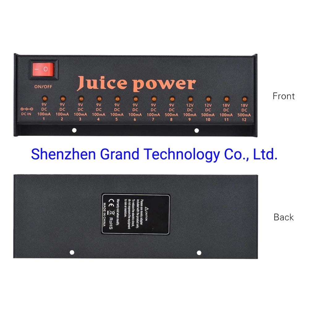 Juice Box Fully Isolated Pedal Power Supply 10 Outputs for 9V 12V 18V Guitar Effect Pedal with Adapter