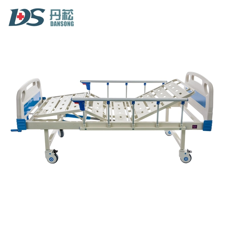 Cheap Prices All Dimensions 2 Cranks Manual Hospital Bed Furniture with Side Rails for Sale