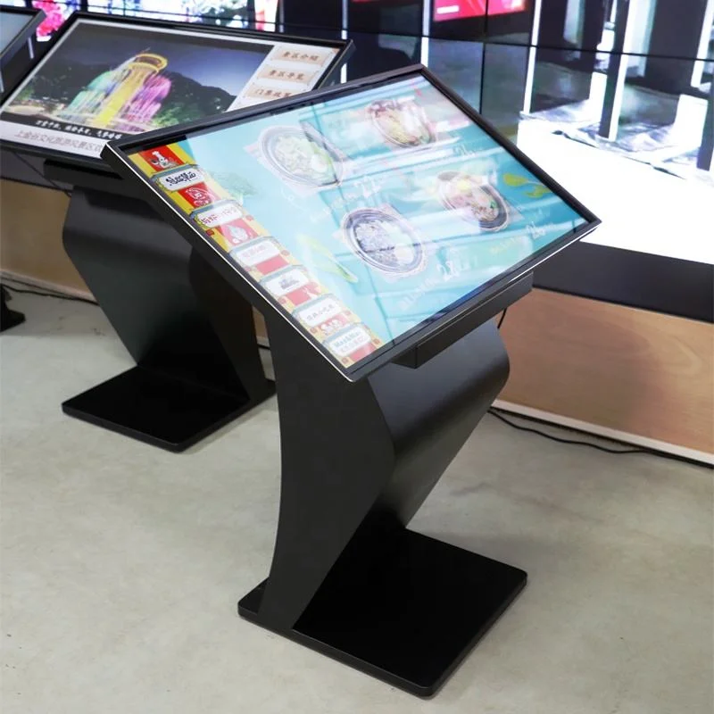 43 Inch K Shape Floor Standing Infrared Touch Screen 65 Inch LCD HD Full Ad Player Digital Signage Kiosk