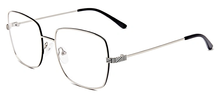 Mode Rectangle surdimensionnée métalliques en acier inoxydable Unisex verres optiques