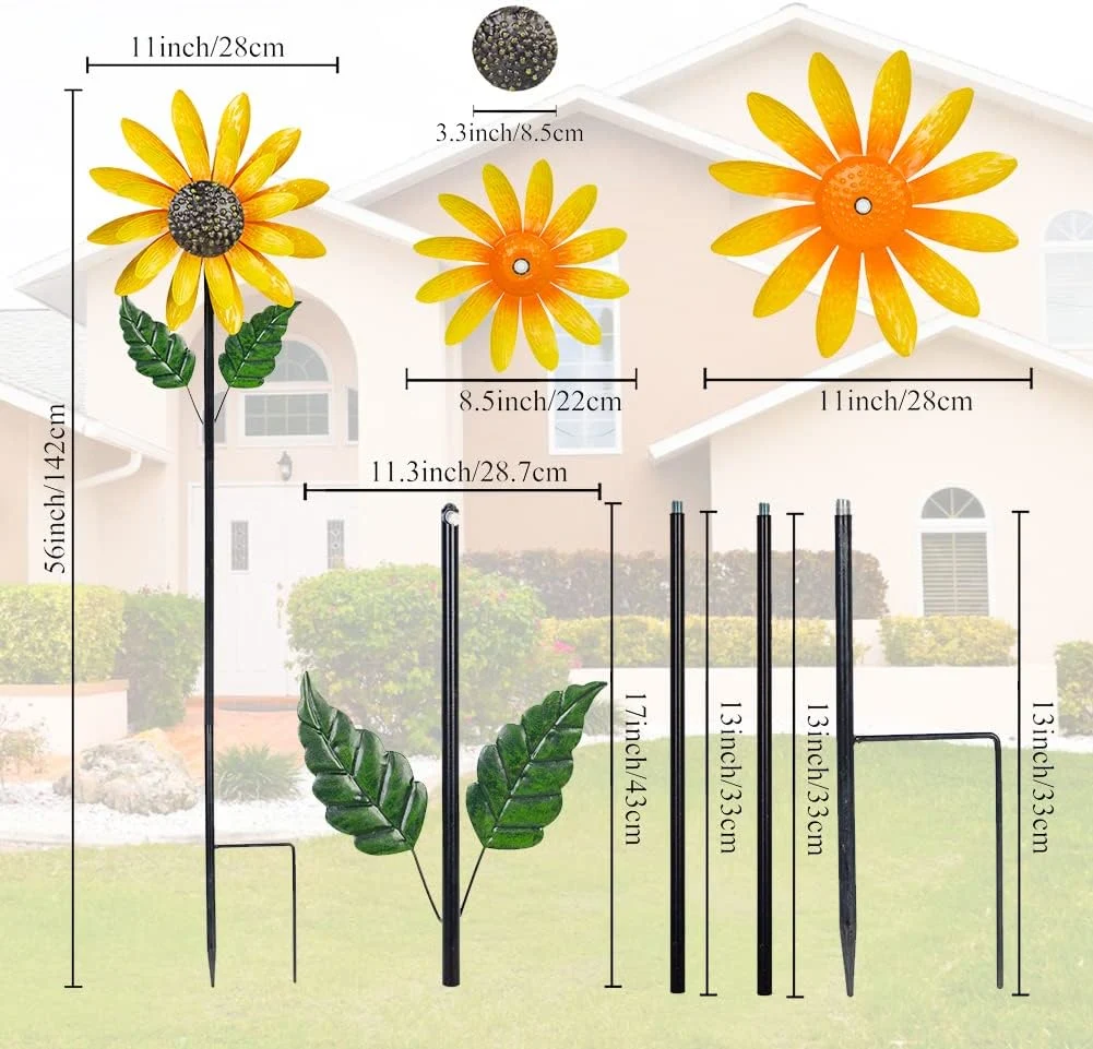 Ornement de pelouse de tournesol pour la voie de triage d'un patio jardin