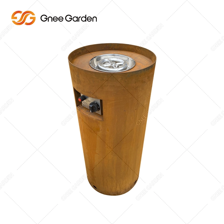 Personalizar chimenea exterior quemador de gas de metal oxidado Fogata