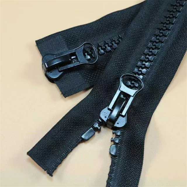 5# La resina Double-Headed Zip de extremo abierto de cremalleras de ropa para coser chaqueta negro Saco de Dormir Tienda Accesorios Zipper 60-120cm.