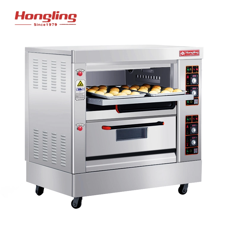 Bakery Equipment 2-Deck 4-Tray Gas Pizza Oven Baking Machine Food Machinery Food Bakery Kitchen Equipment