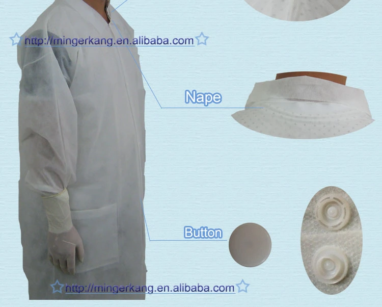 Blue and White PP Non Woven Disposable Lab Coat