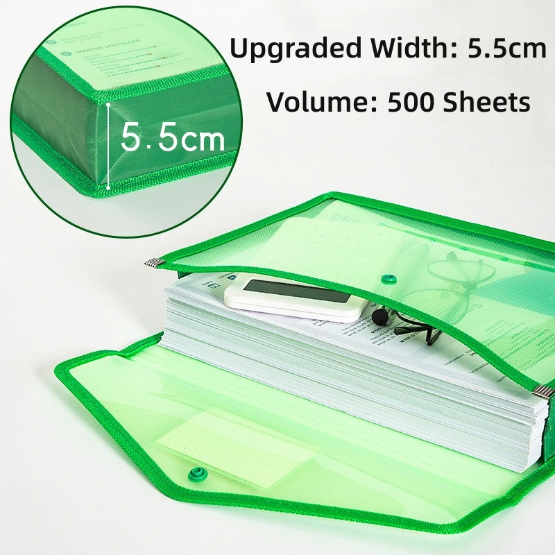 A4 Size Yellow Color Big Volume File Wallet with Plastic Clip Button File Folder/Organizer Wholesale/Supplier Stationery School and Office Supplies 5PCS/Pack