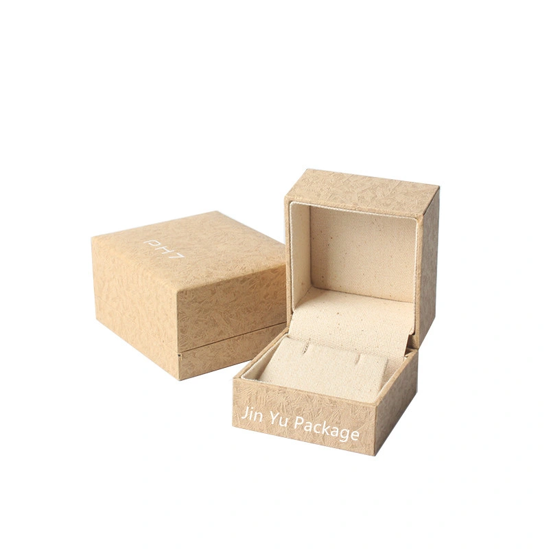 Elegante Creme Burlap Holz Leder Papier Geschenkschmuck Verpackung Box