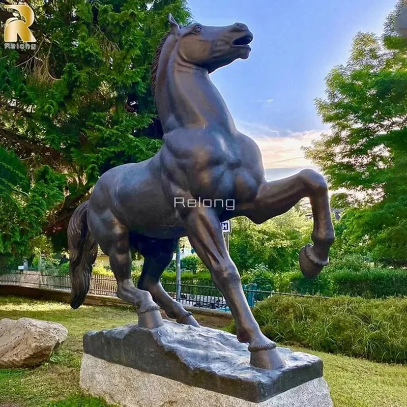 Antike Gussbronze Reiten Pferd Statue Skulptur für Rasen Dekor