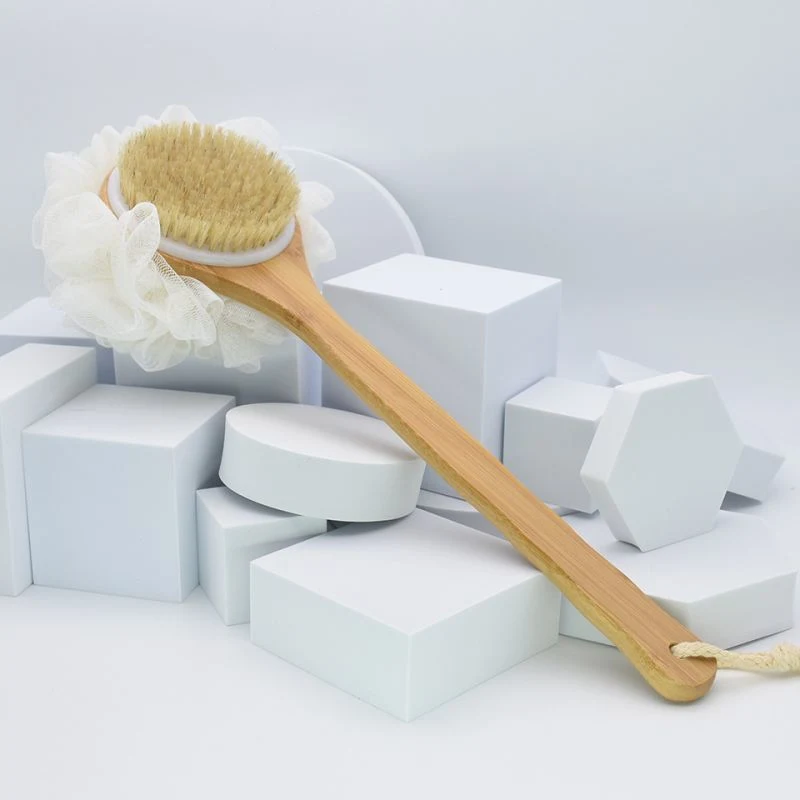 Hot Selling Double Face Bamboo Body Sisal Hair Long Handle Skin Friendly Exfoliate Shower Popular Bath Brush