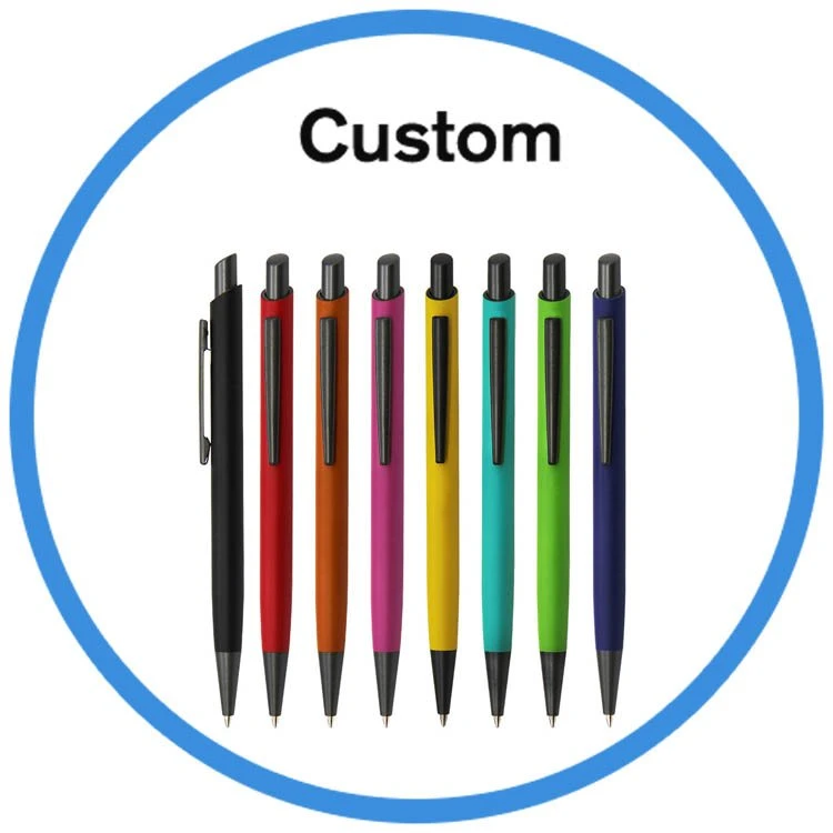 Custom Logo Printed Rubber Square Ball Pen Stainless Steel Pill Shape Premium Ball Pen