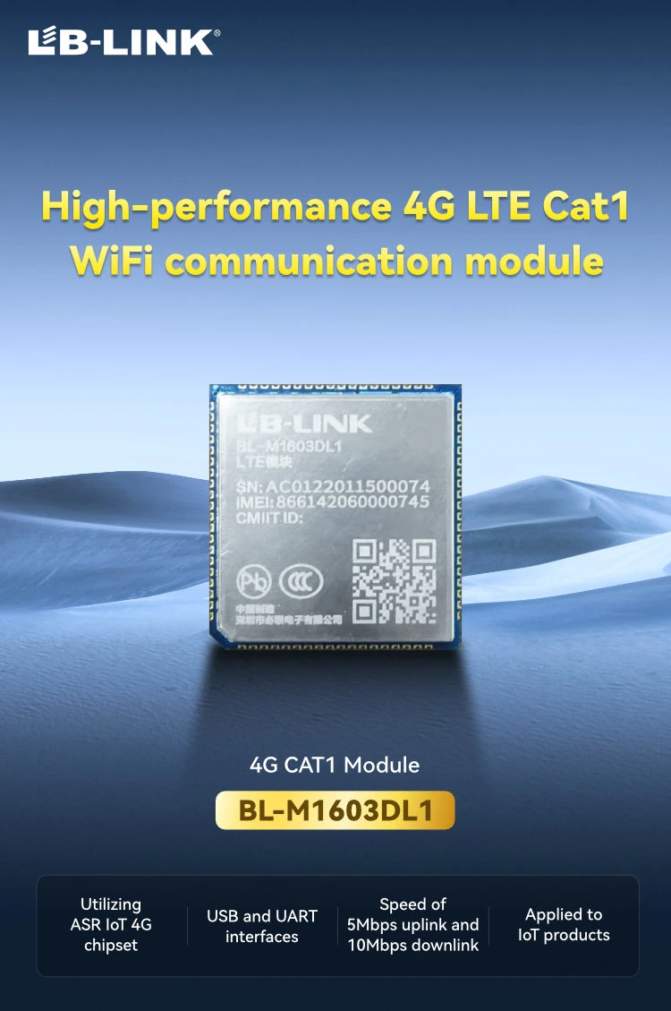 LB-LINK BL-M1603DL1 LTE Cat 1 WiFi LTE-Tdd/LTE-FDD Module 4G Asr Chipset 10Mbps Downlink 5Mbps Uplink Rate Most Afforable OEM Module