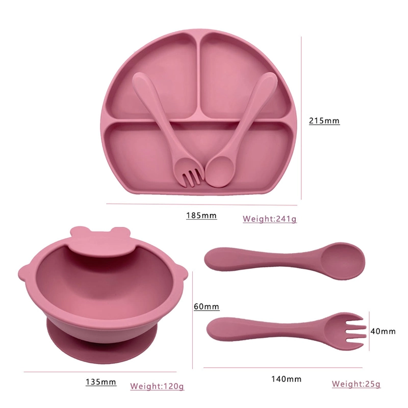 Wholesale/Supplier Plate Bowl and Spoon Dinner Tableware Silicone Baby Feeding Set