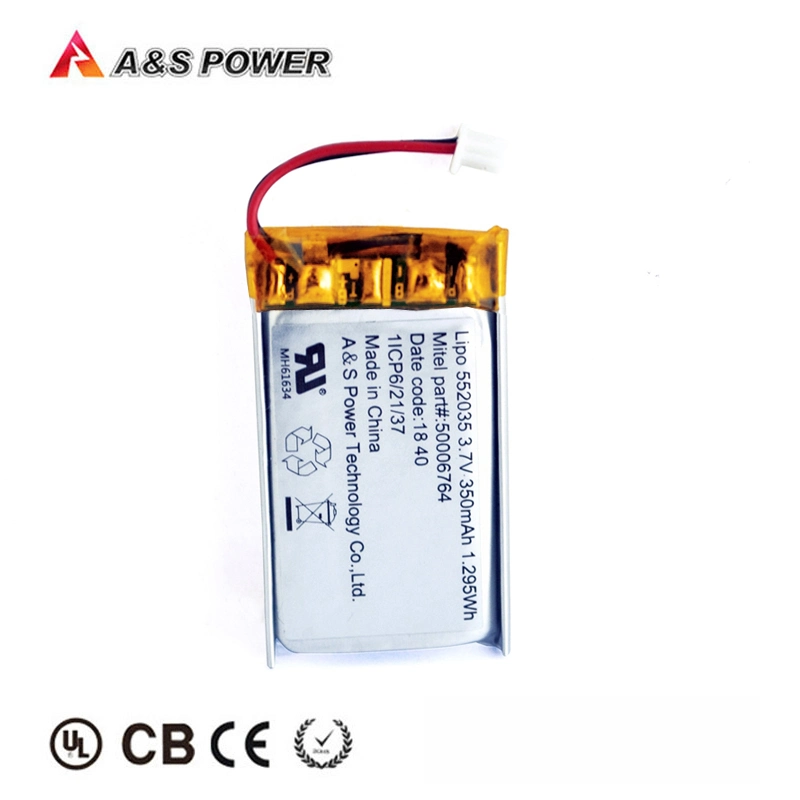 Customized 3.7V 552035 350mAh Rechargeable Lipo Battery Li Polymer Battery with Kc Certificate