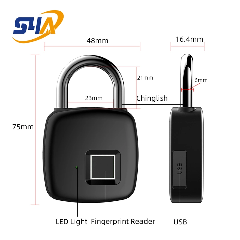 Smart Fingerprint Lock Mini USB carga Smart Padlock Cabinet Fingerprint Candado con bolsa de bloqueo