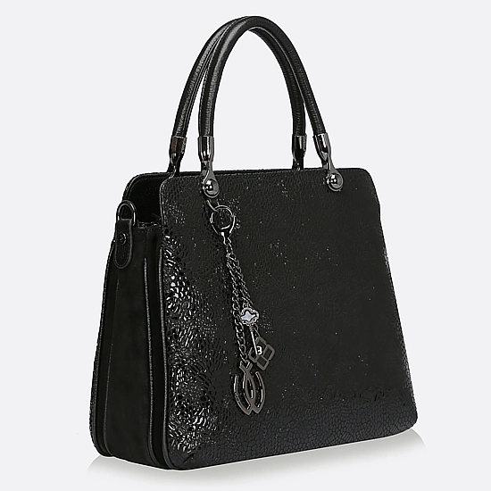 Guangzhou Factory Fashion Designer Black PU Leather Lady Handbag