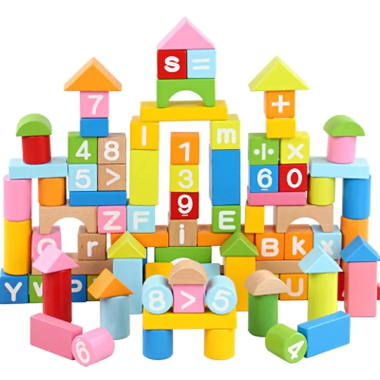 China Wholesale Kids Children Baby Montessori Material Wooden Building Blocks Stacking Blocks Set Educational Toy